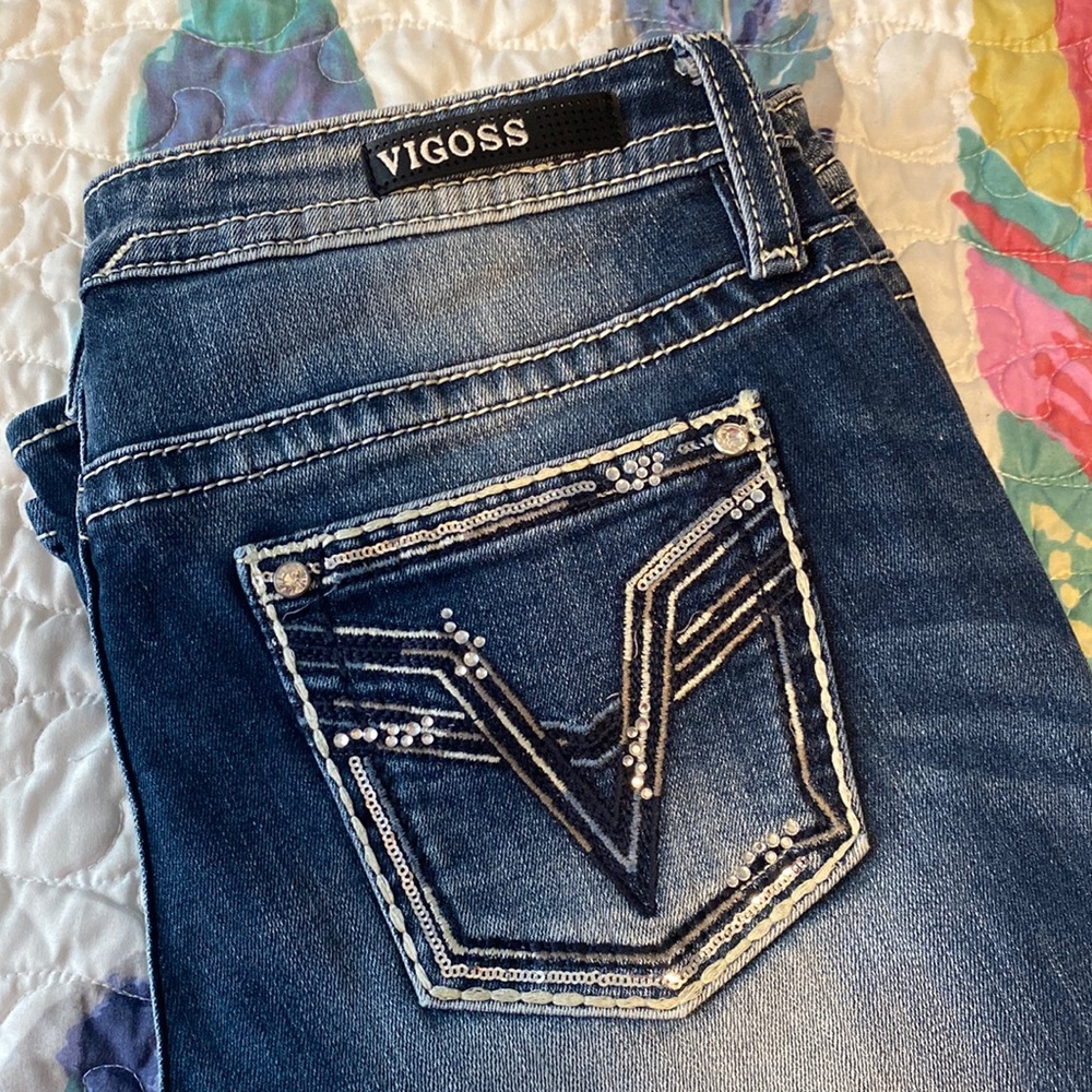 Mid-Rise Boot Cut Bling/Crystal Embellished Vigoss jeans